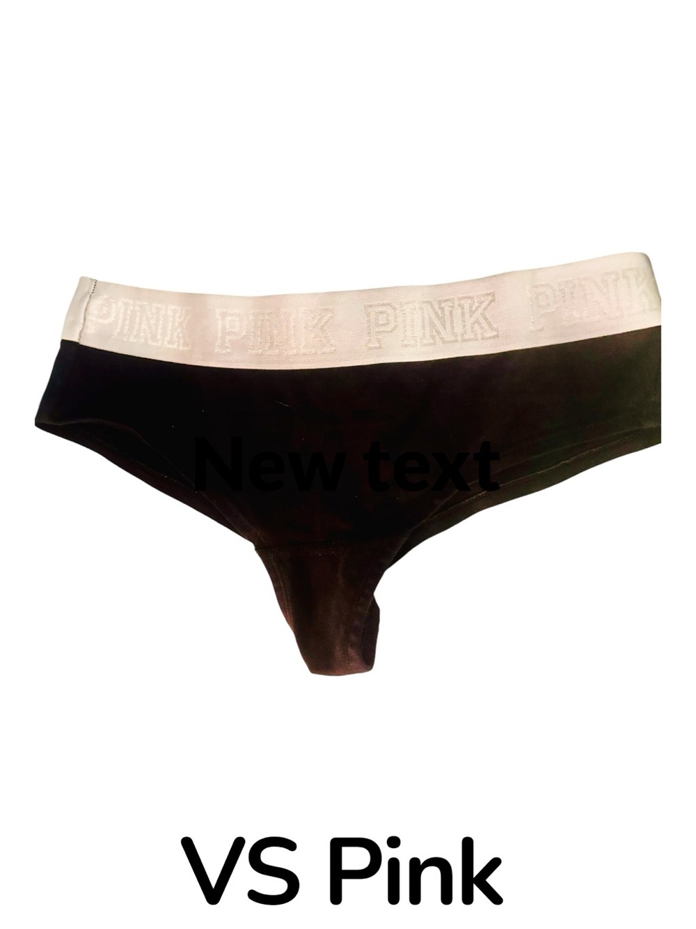 PINK Victoria's Secret Black Bikini Panty with White Logo Waistband